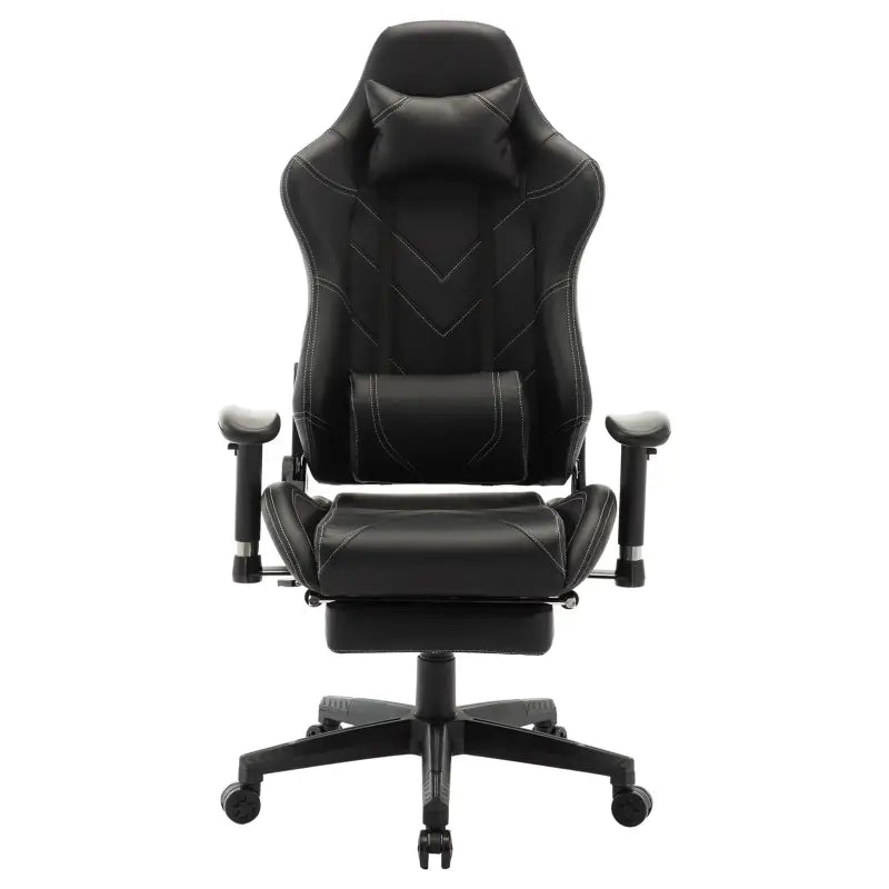 BukkitBow gamestoel van kunstleer, 360° draaibaar, 135° kantelbare rugleuning, arm- en voetsteun, maximaal 136kg belastbaar.