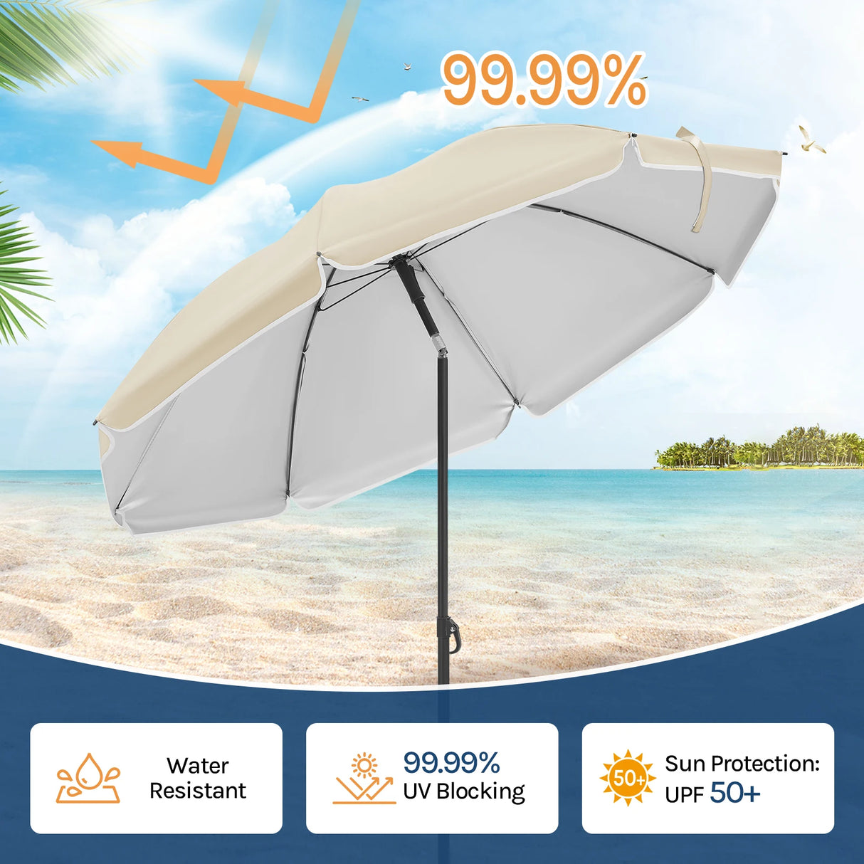 BukkitBow verstelbare parasol met kantelfunctie en draagtas, UPF 50+ voor bescherming tegen de zon, in een buitenomgeving