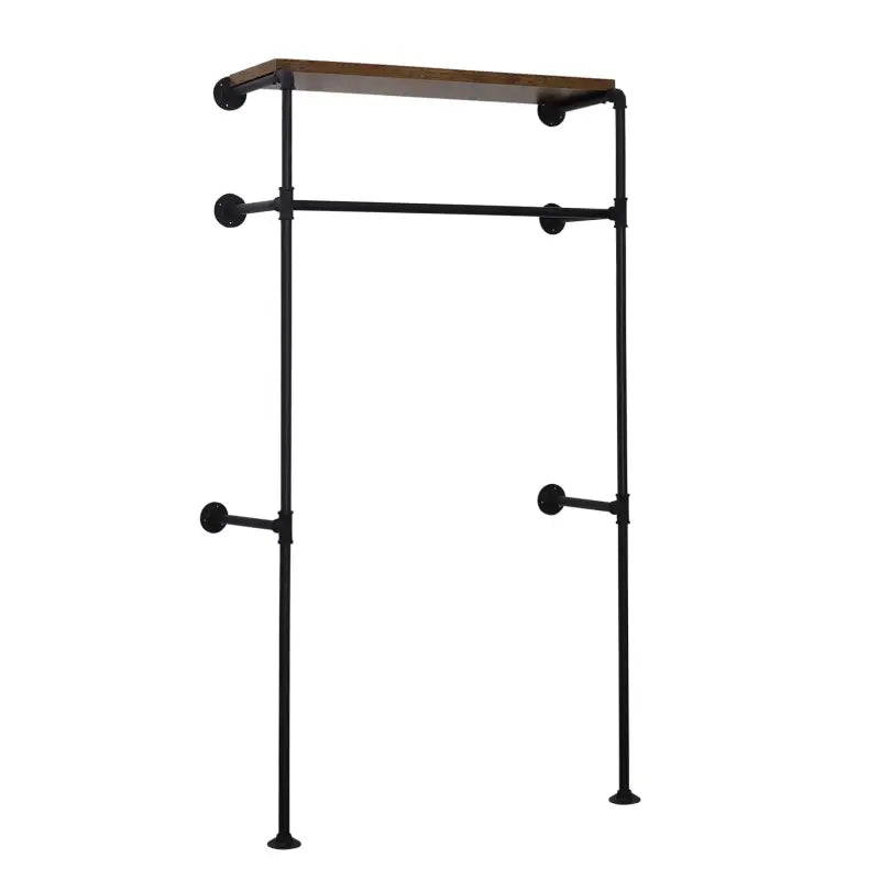 BukkitBow wandgemonteerd kledingrek in industriële vintage stijl met kledingrail en plank, robuust en ruimtebesparend, 103x35x187cm