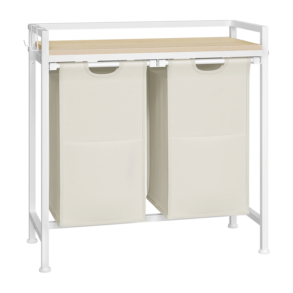 BukkitBow wasmand met 2/3 opbergvakken, uitschuifbaar en afneembaar, metalen frame, industrieel design voor badkamer of slaapkamer