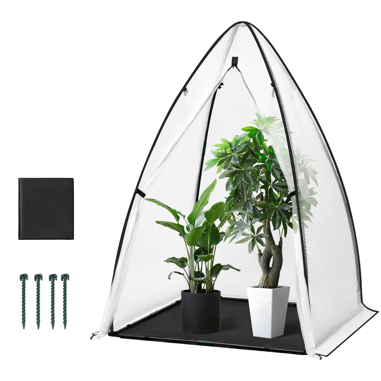 BukkitBow Wintervaste Foliekas met grondzeil en noppenfolie, polytunnel 120x180cm voor tuinbouw en bescherming van planten