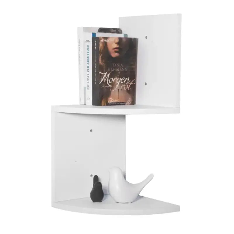 Stevige houten zigzag hoekwandplank van BukkitBow met 2 niveaus, afmetingen 25x25x52,4 cm, ideaal voor boeken en decoraties