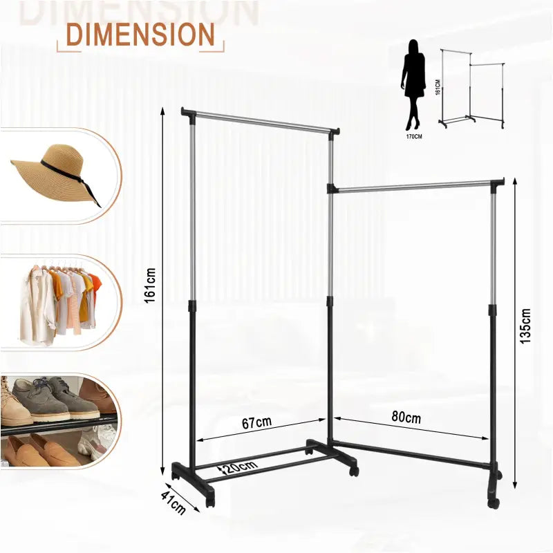 BukkitBow - Mobiel Kledingrek op Wielen - 2-Delig