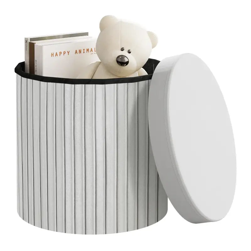 BukkitBow - Ronde Compacte Opbergpoef – Poef / Zitkist