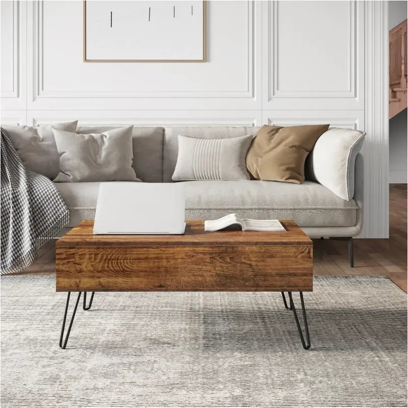 BukkitBow - Vintage Houten & Metalen Salontafel - Hoogte