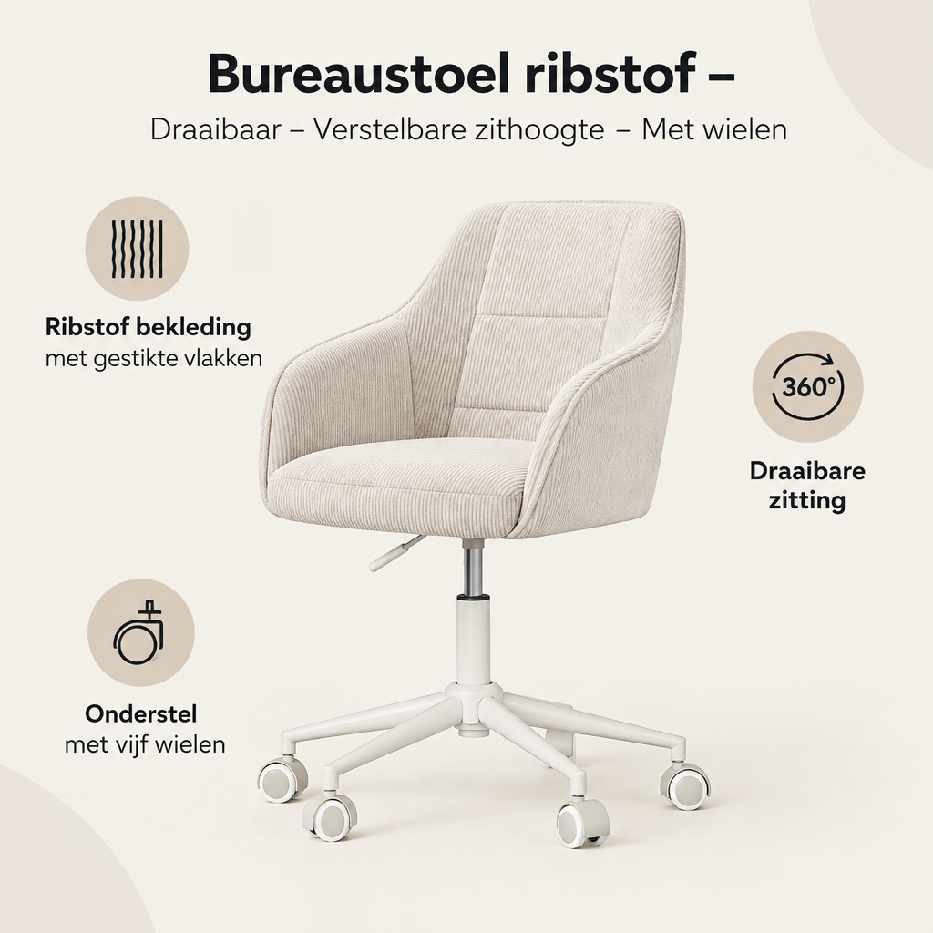 Belangrijkste voordelen en eigenschappen van bureaustoel ribstof