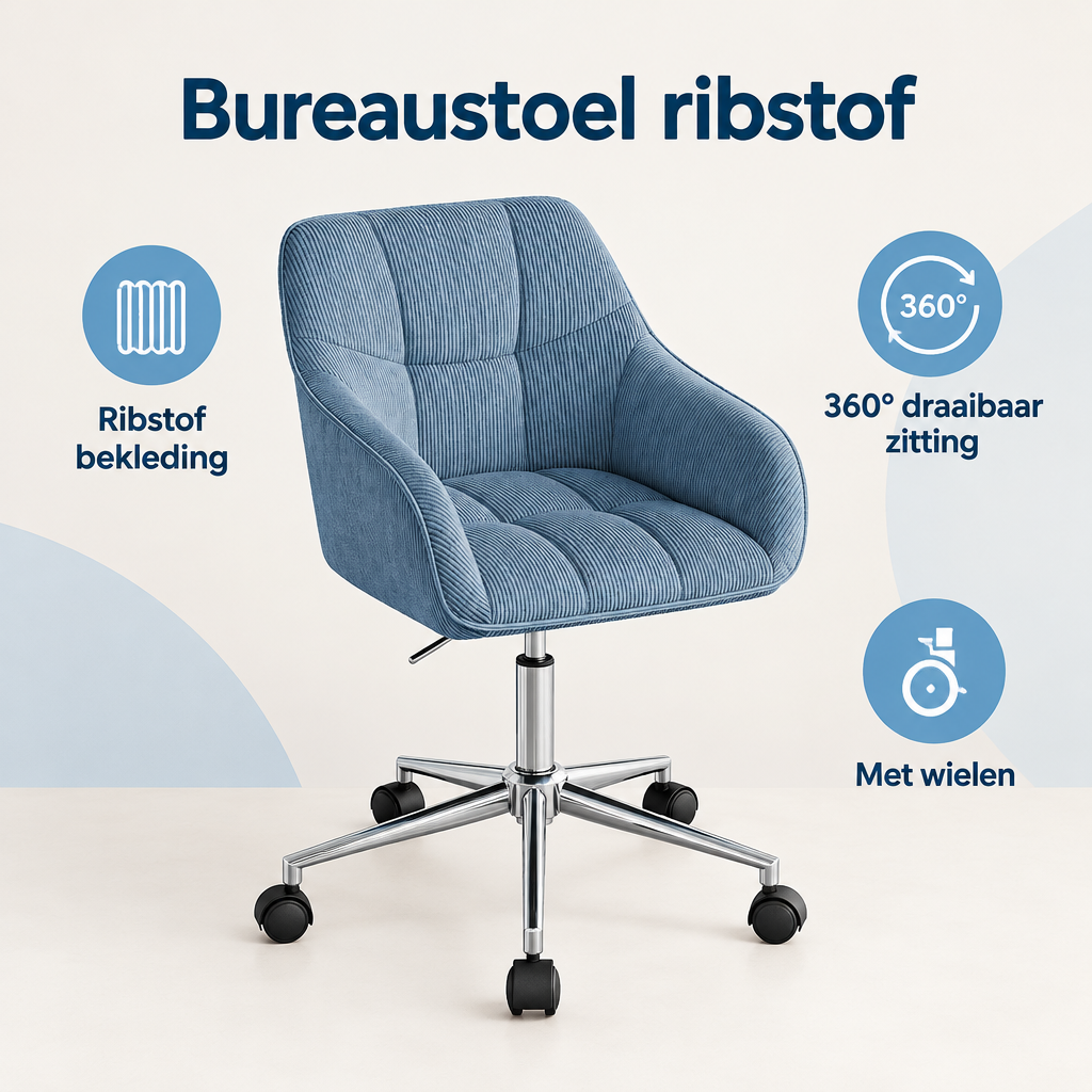 Overzicht van bureaustoel ribstof met de belangrijkste productvoordelen