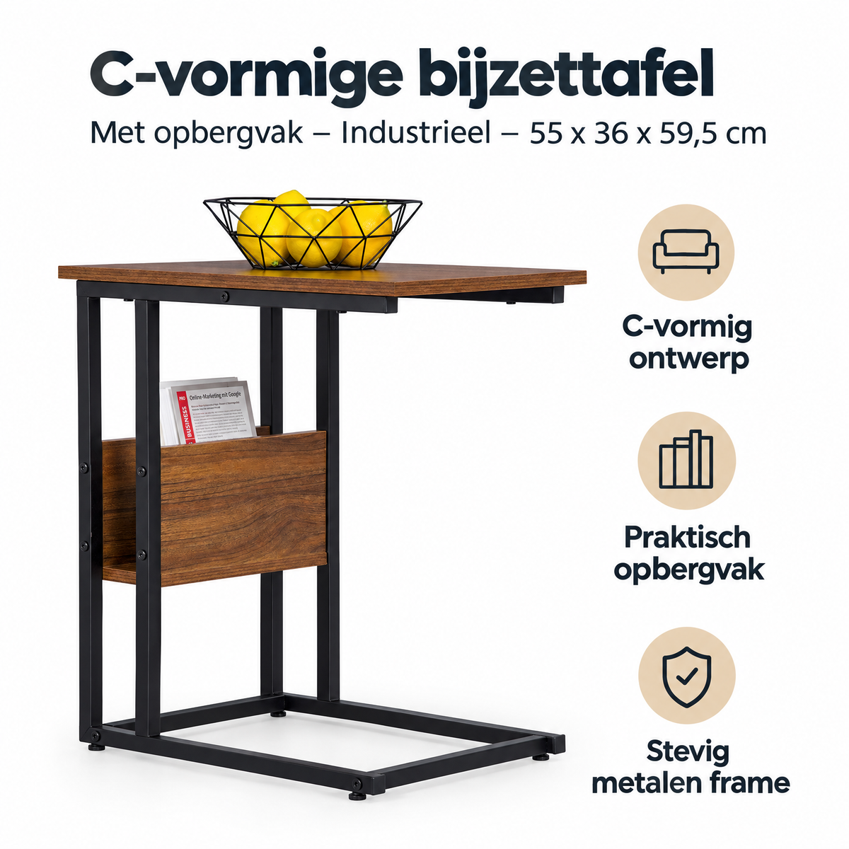 Belangrijkste voordelen en eigenschappen van C-vormige bijzettafel