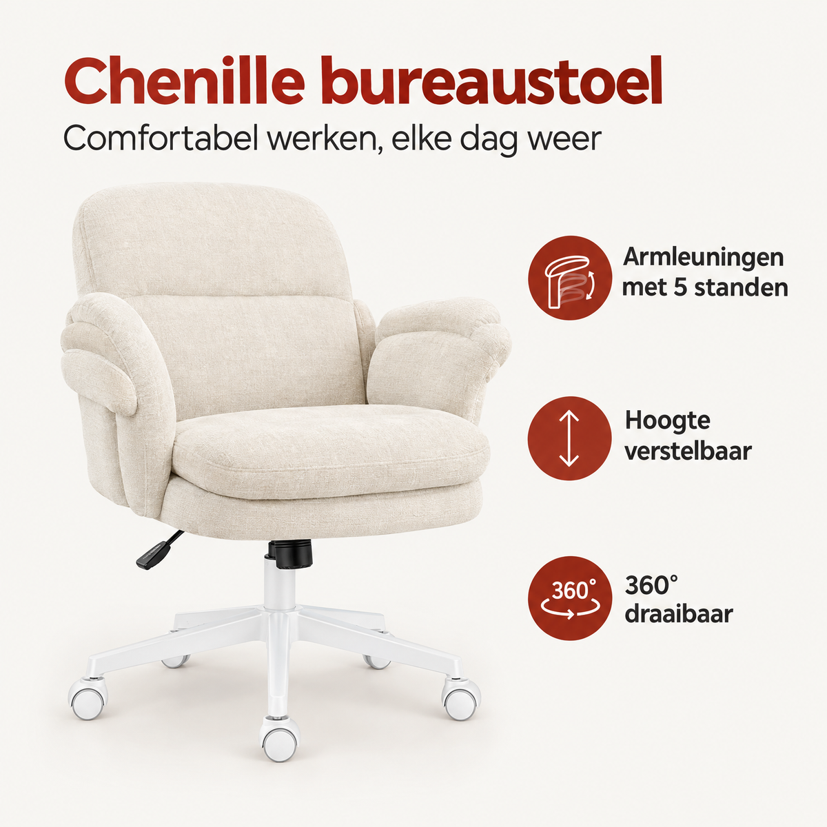 Belangrijkste voordelen en eigenschappen van chenille bureaustoel