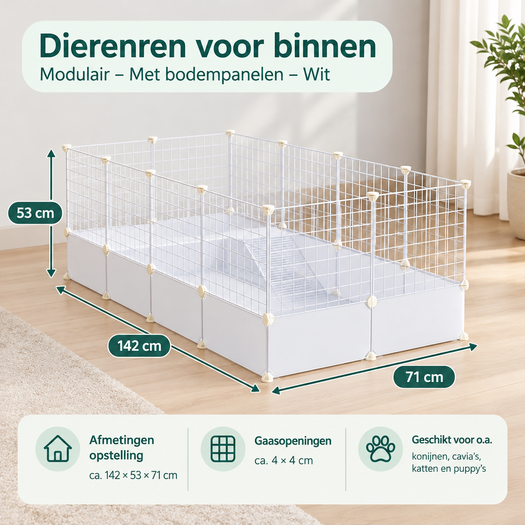Afmetingen en productspecificaties van dierenren voor binnen