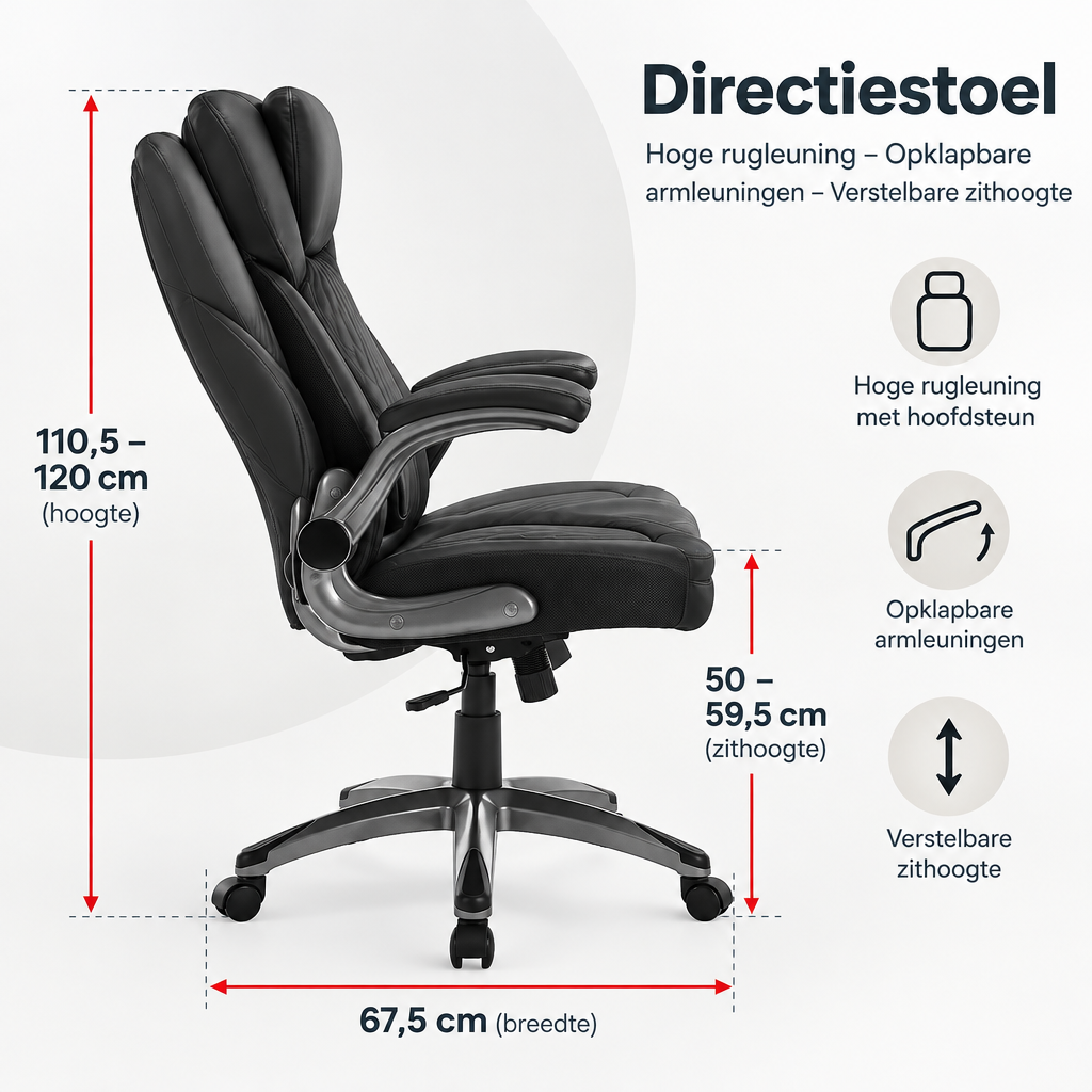 Afmetingen en productspecificaties van directiestoel