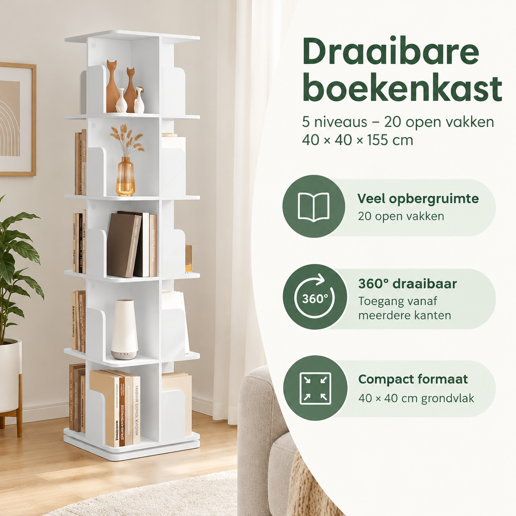 Praktische toepassing en keuzehulp voor draaibare boekenkast