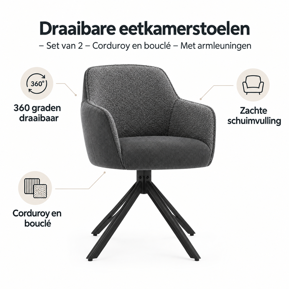 Belangrijkste voordelen en eigenschappen van draaibare eetkamerstoelen