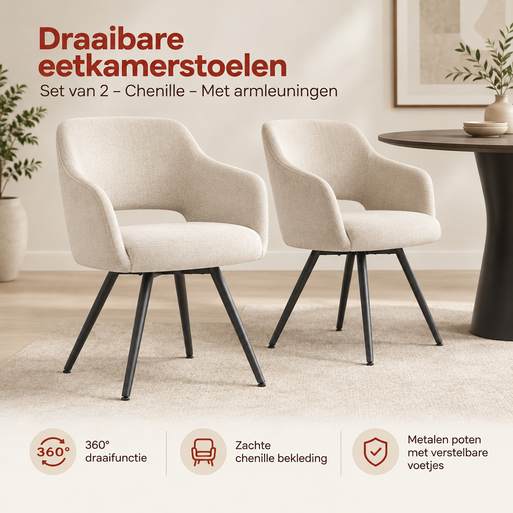 Praktische toepassing en keuzehulp voor draaibare eetkamerstoelen