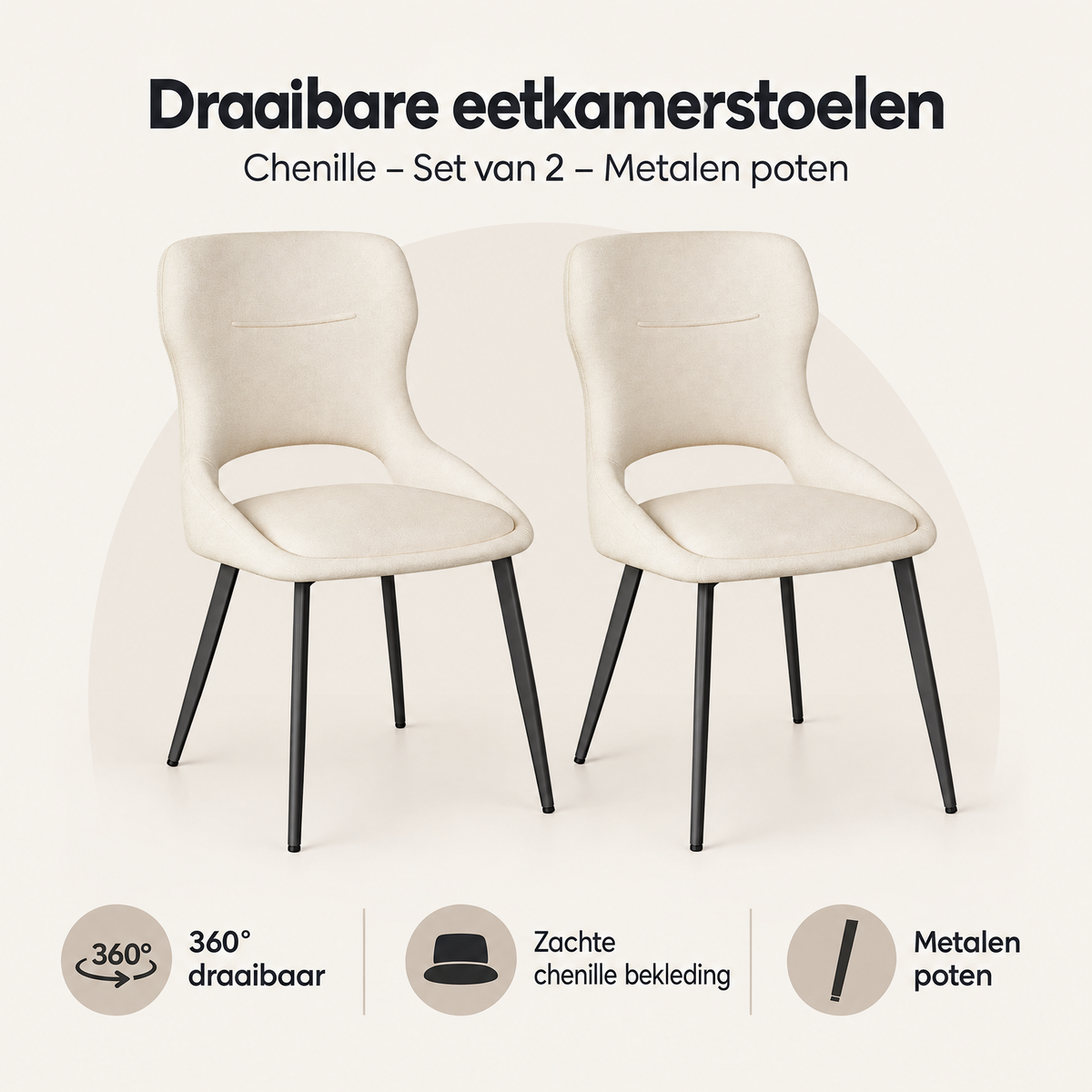 Overzicht van draaibare eetkamerstoelen met de belangrijkste productvoordelen