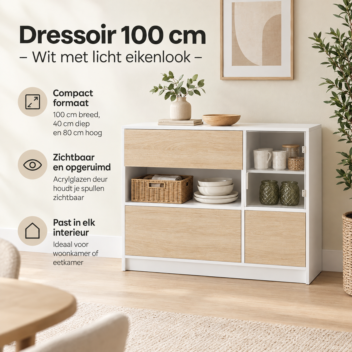 Praktische toepassing en keuzehulp voor dressoir 100 cm