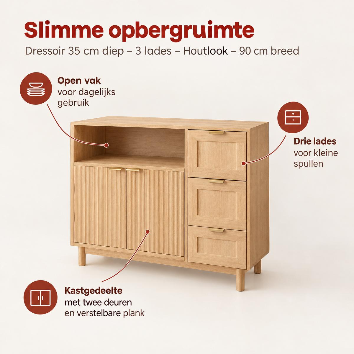 Belangrijkste voordelen en eigenschappen van dressoir 35 cm diep