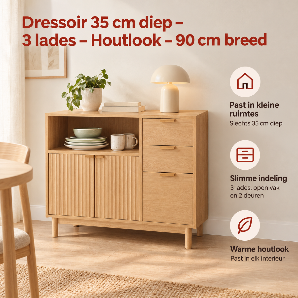Praktische toepassing en keuzehulp voor dressoir 35 cm diep