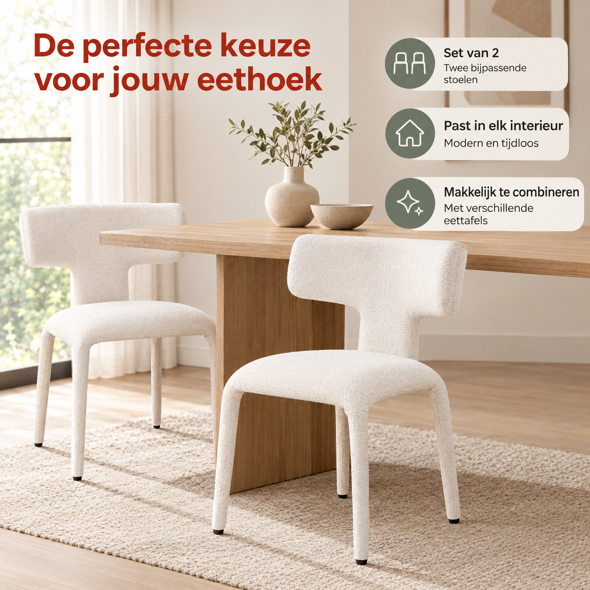 Praktische toepassing en keuzehulp voor eetkamerstoelen set van 2
