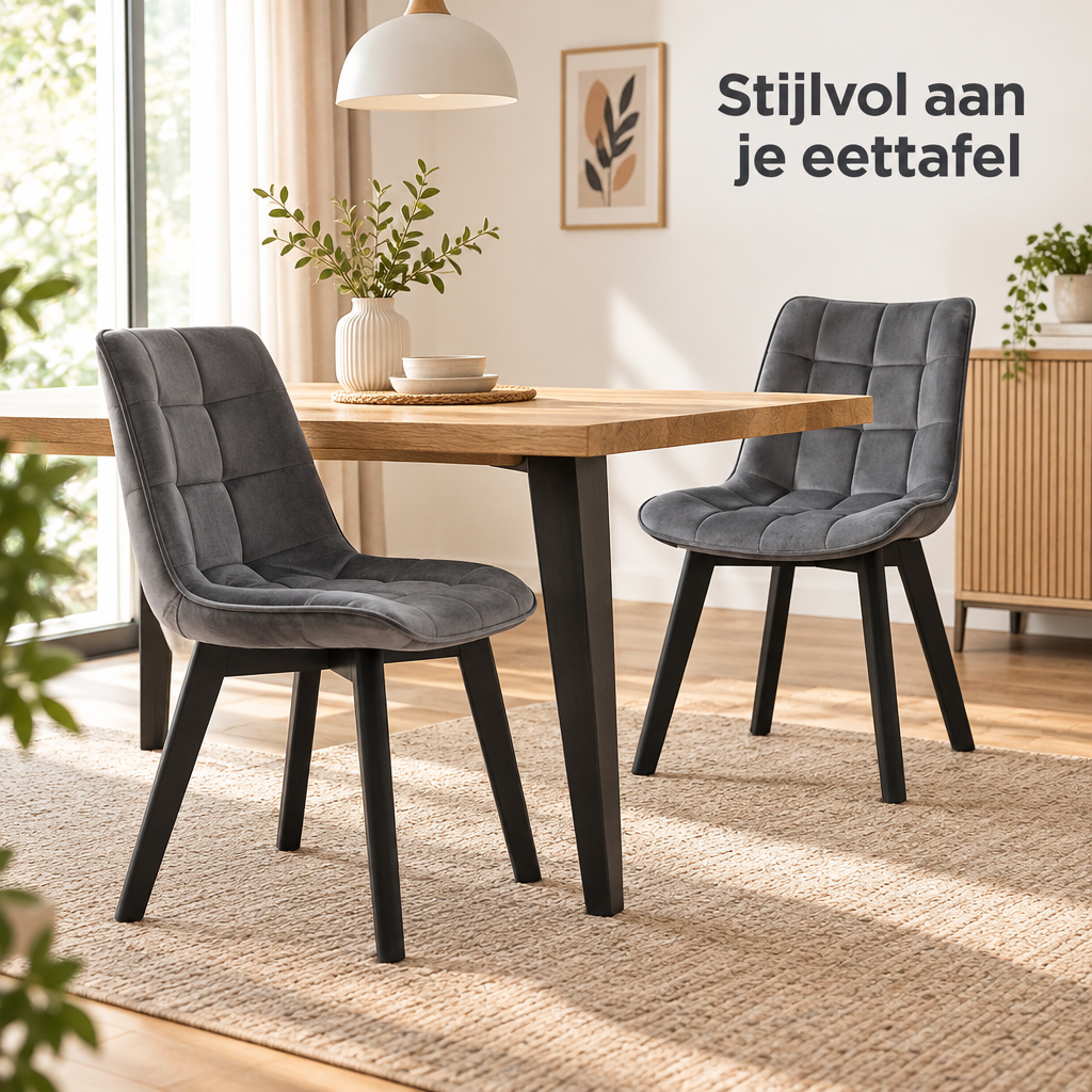 eetkamerstoelen set van 2 in gebruik in een passende praktijksituatie