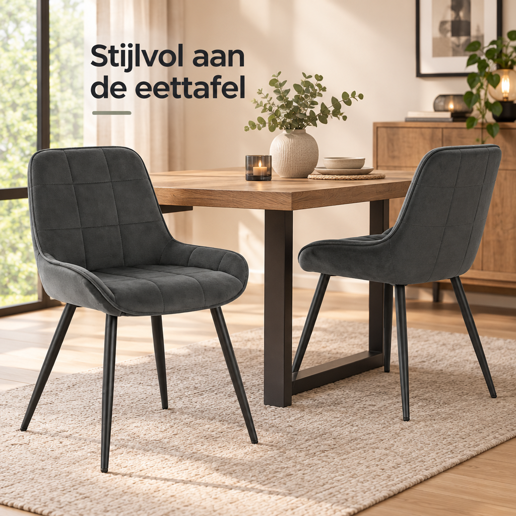 eetkamerstoelen set van 2 in gebruik in een passende praktijksituatie