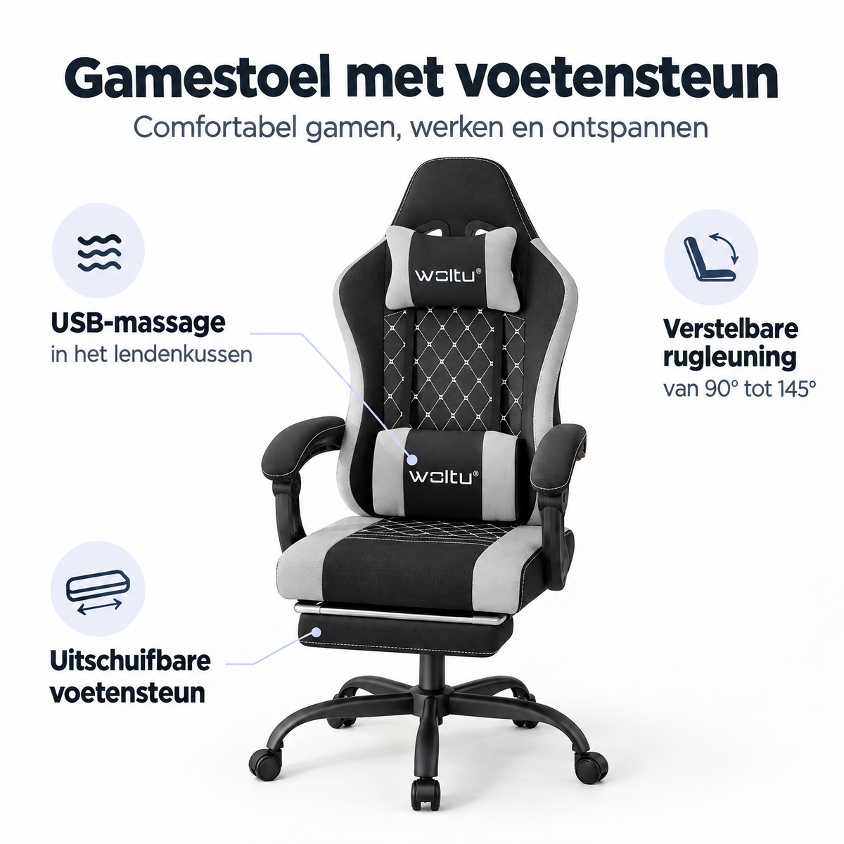 Belangrijkste voordelen en eigenschappen van gamestoel met voetensteun
