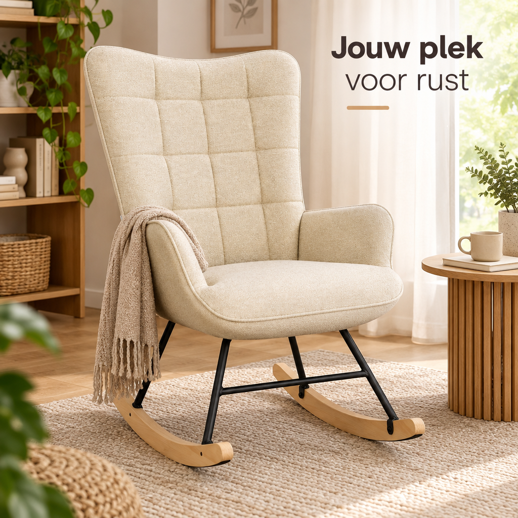 gestoffeerde schommelstoel in gebruik in een passende praktijksituatie