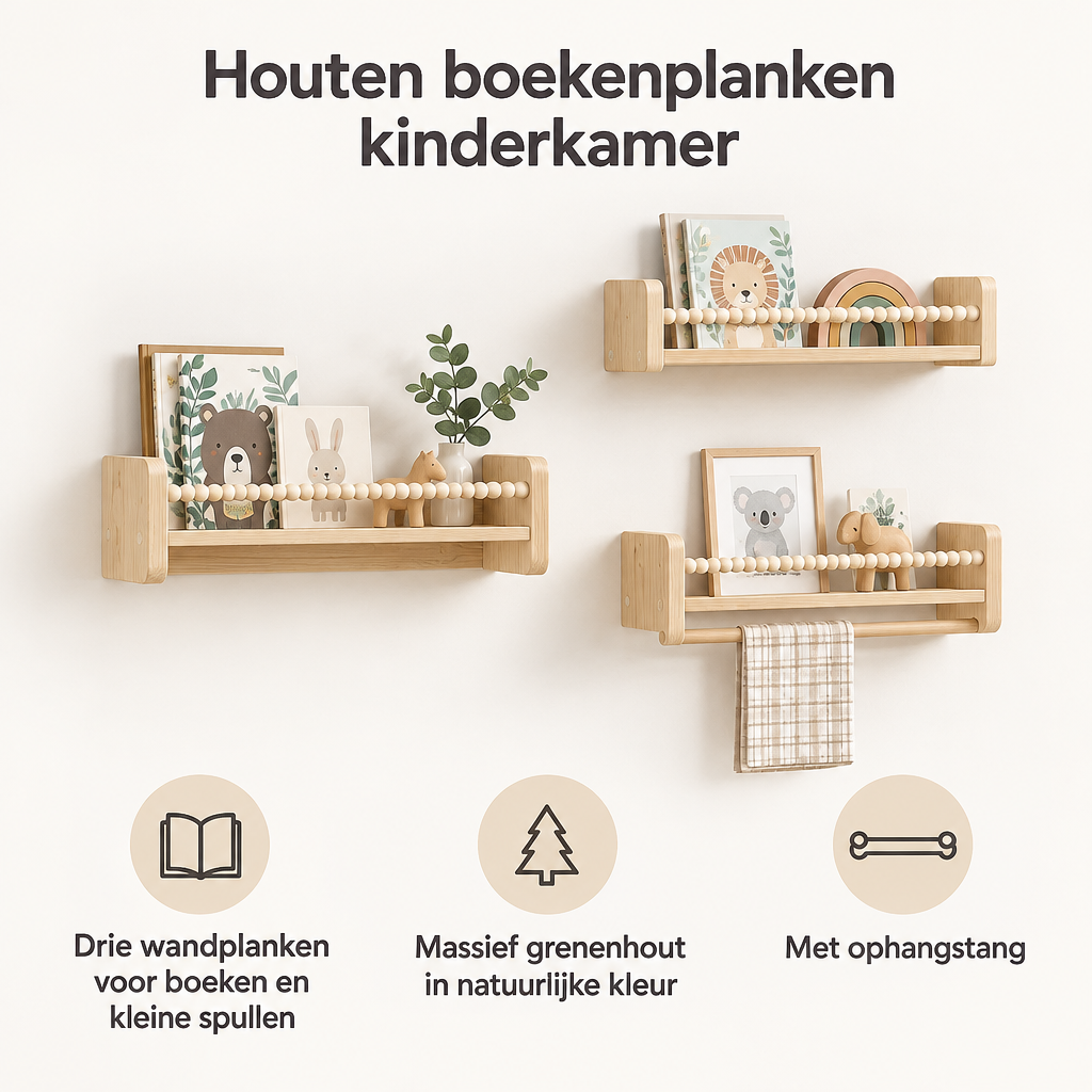 Belangrijkste voordelen en eigenschappen van houten boekenplank kinderkamer