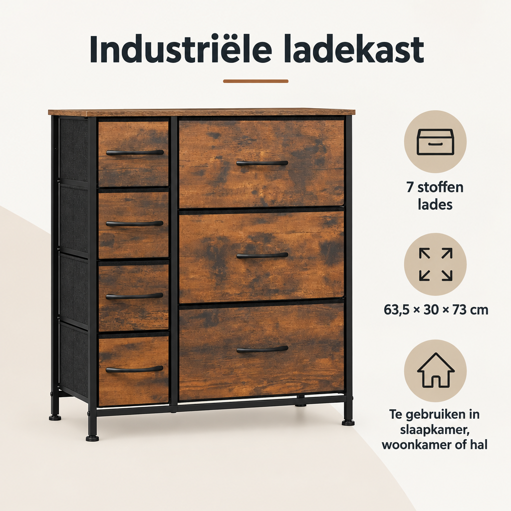 Overzicht van industriële ladekast met de belangrijkste productvoordelen