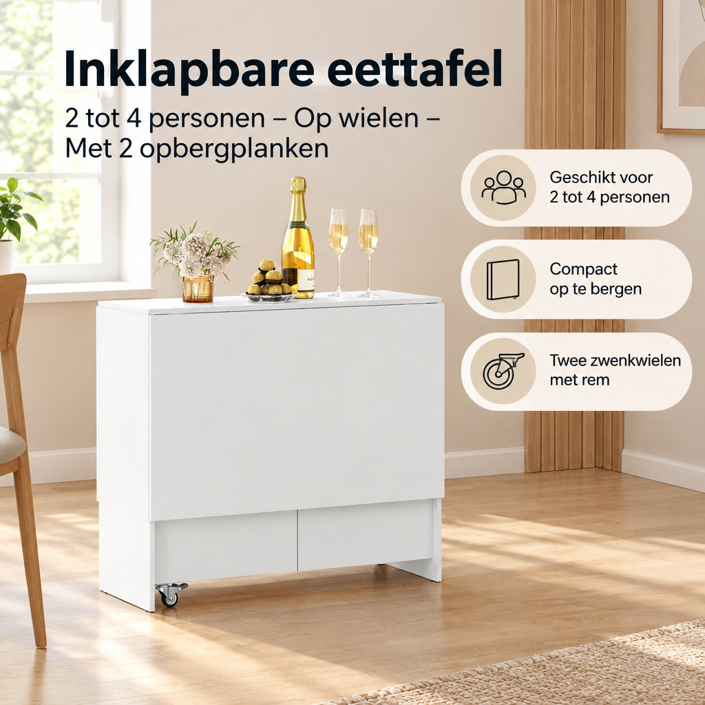 Praktische toepassing en keuzehulp voor inklapbare eettafel
