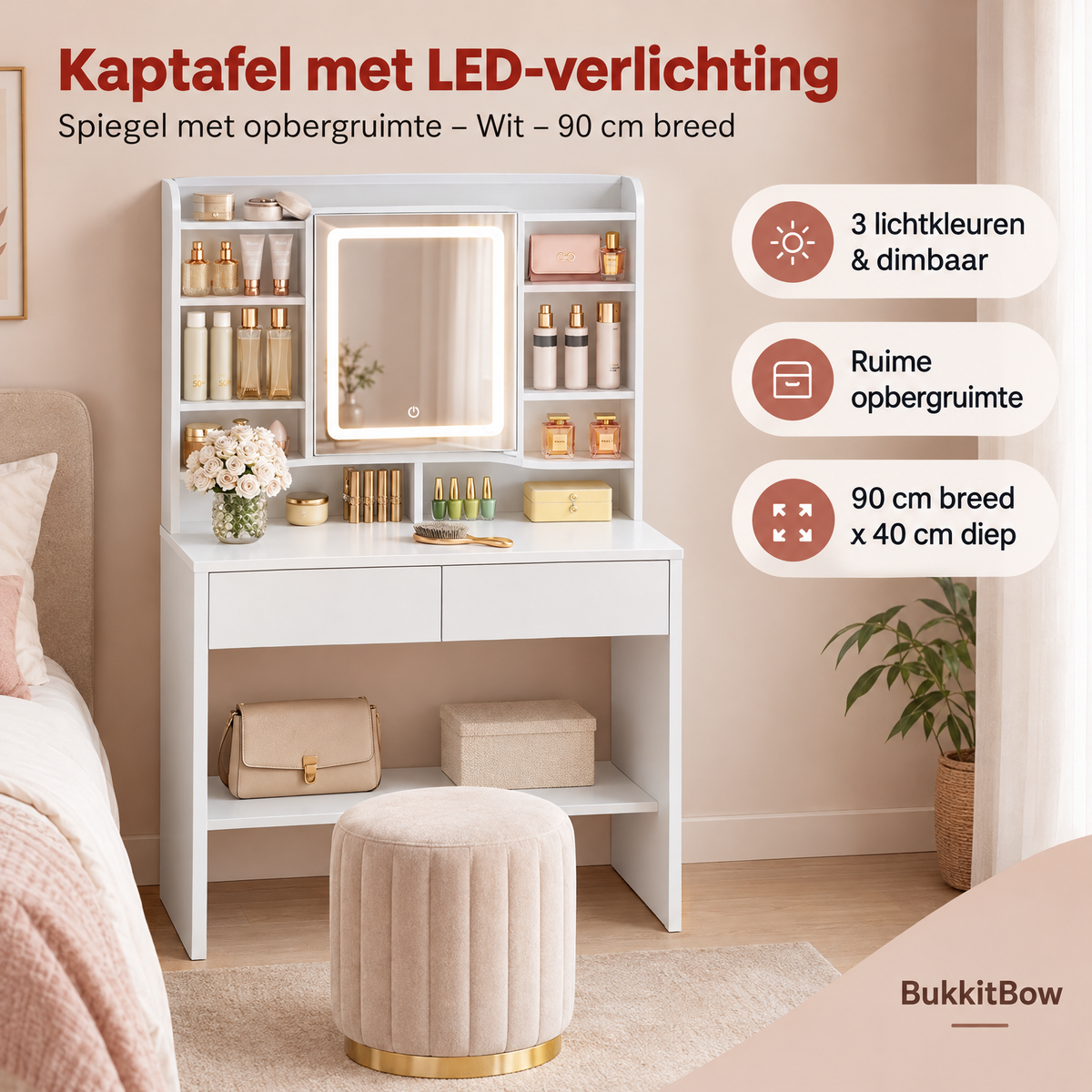 Praktische toepassing en keuzehulp voor kaptafel met LED-verlichting