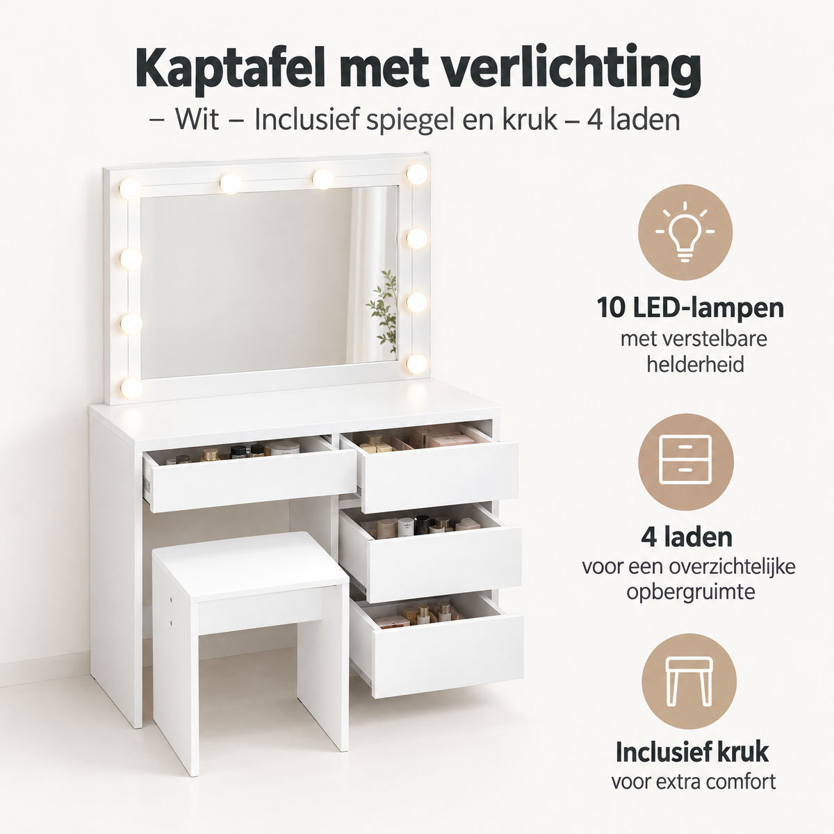 Belangrijkste voordelen en eigenschappen van kaptafel met verlichting