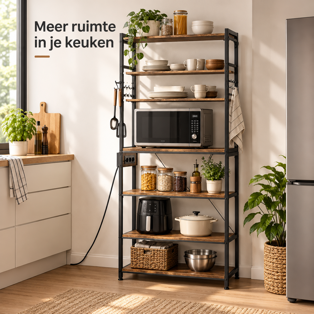 keukenrek met stopcontact in gebruik in een passende praktijksituatie