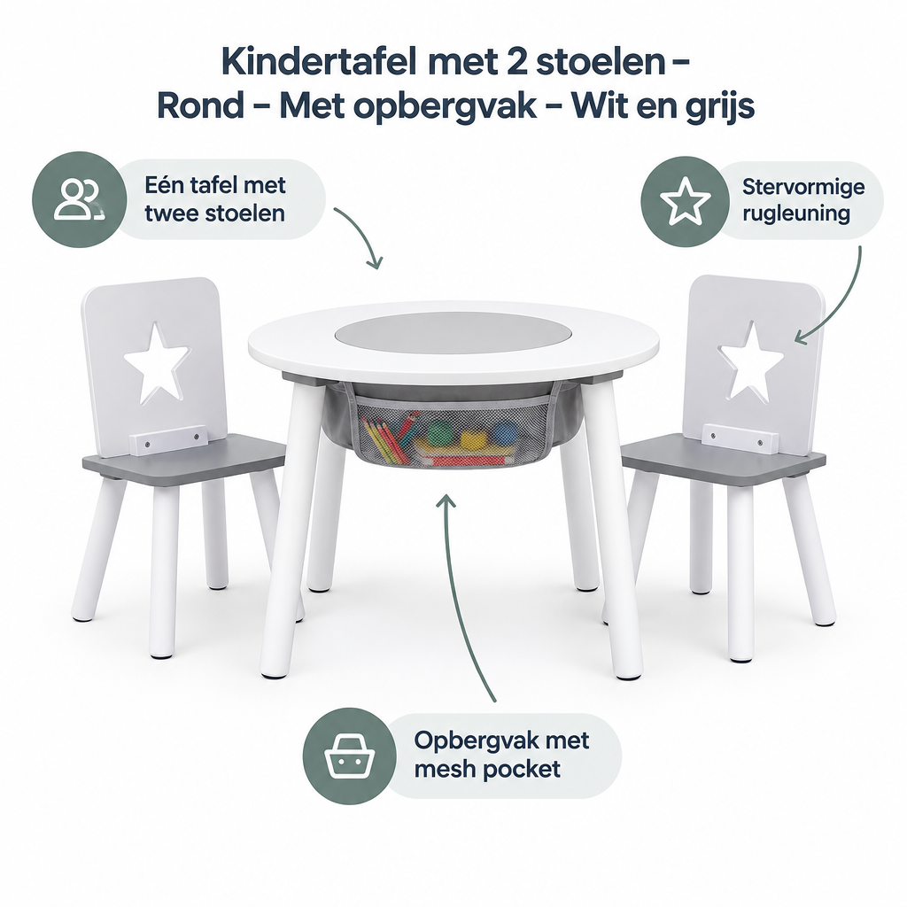 Belangrijkste voordelen en eigenschappen van kindertafel met 2 stoelen