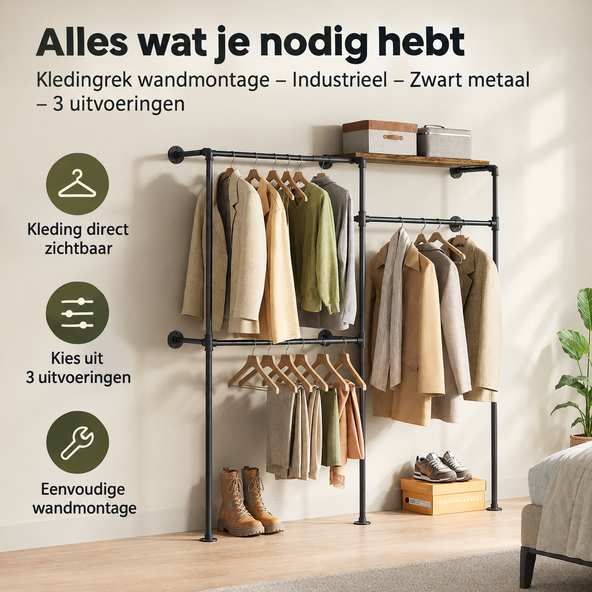 Praktische toepassing en keuzehulp voor kledingrek wandmontage