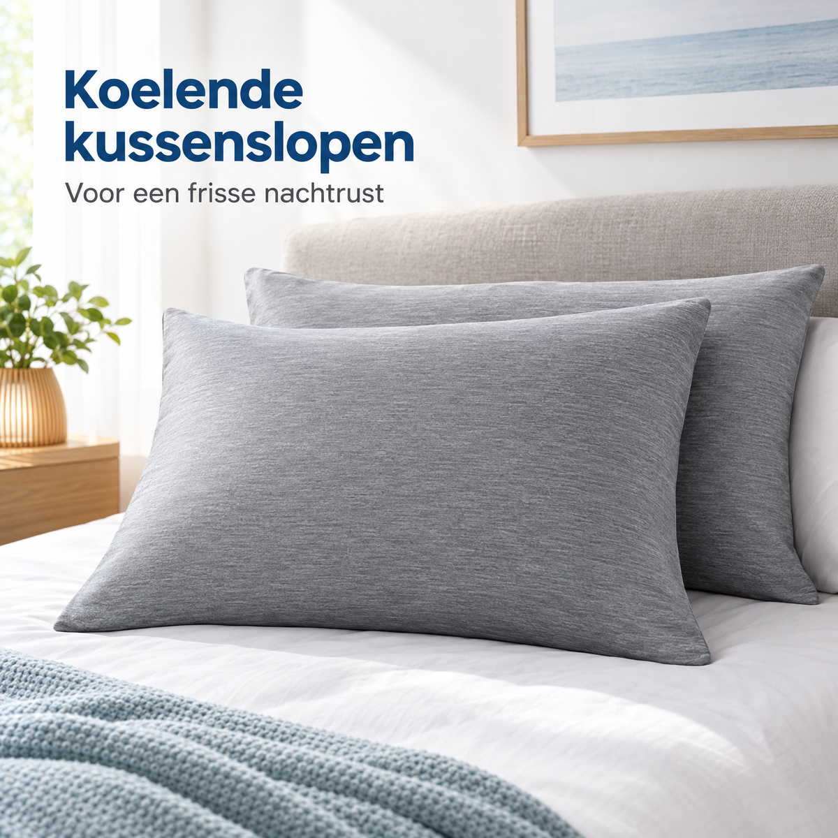 Set van 2 zijdezachte koelende kussenslopen van BukkitBow met blinde ritssluiting, ideaal voor comfort en verkoeling.