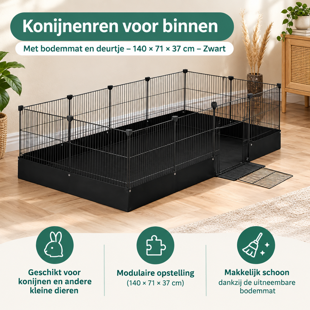 Praktische toepassing en keuzehulp voor konijnenren binnen