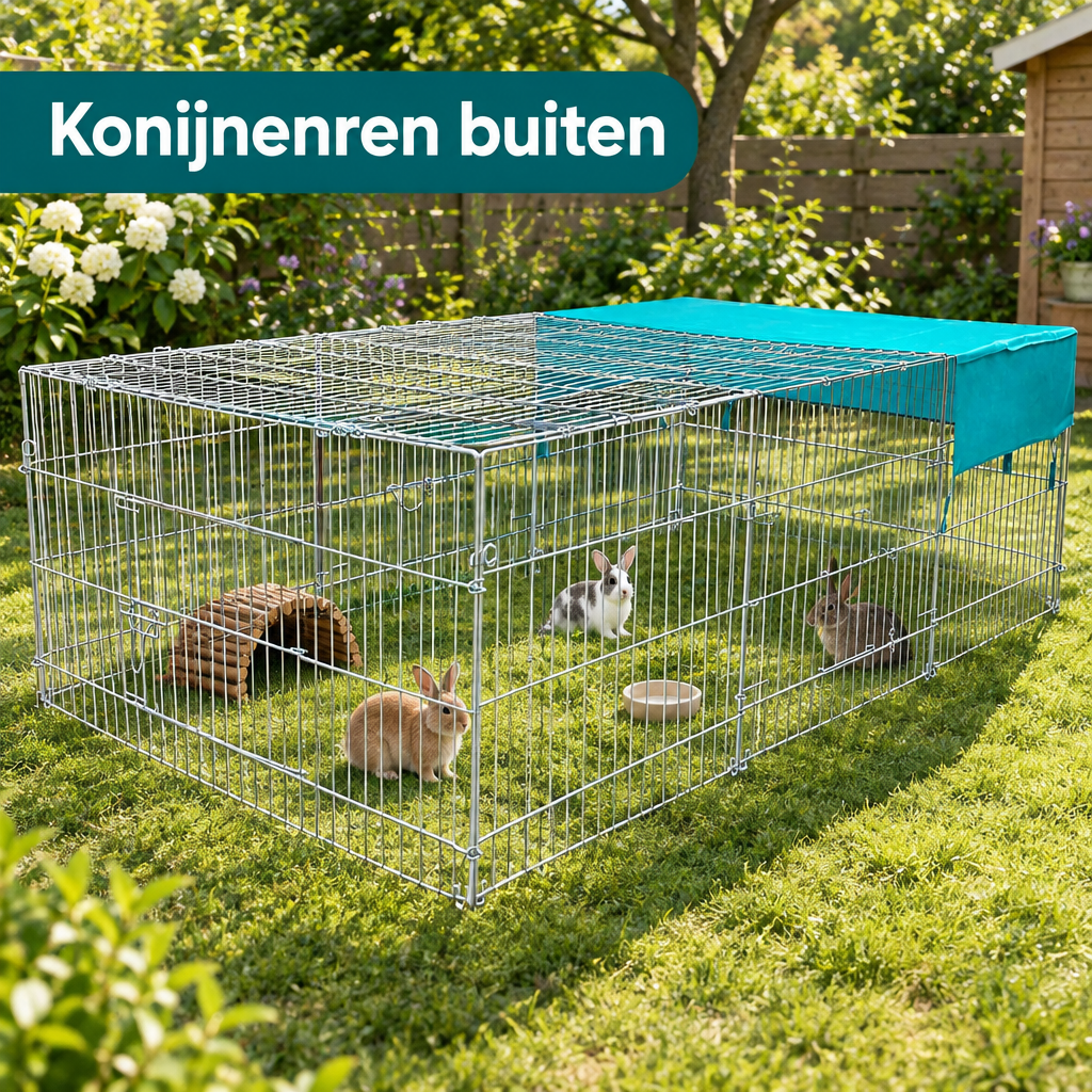 konijnenren buiten in gebruik in een passende praktijksituatie