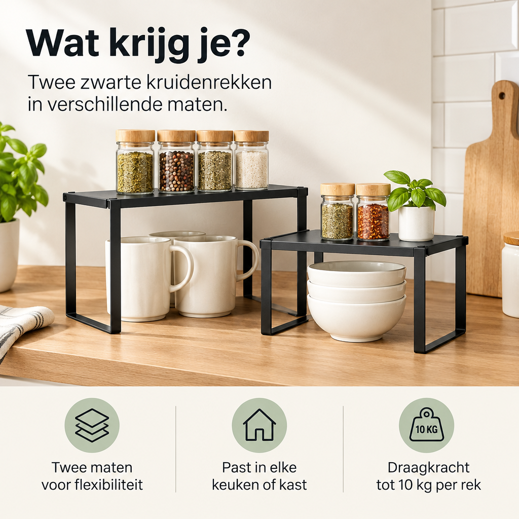 Praktische toepassing en keuzehulp voor kruidenrek set van 2