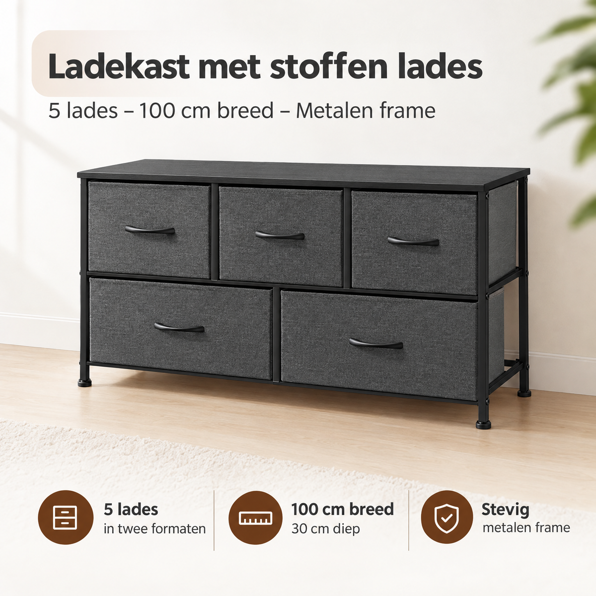 Belangrijkste voordelen en eigenschappen van ladekast met stoffen lades