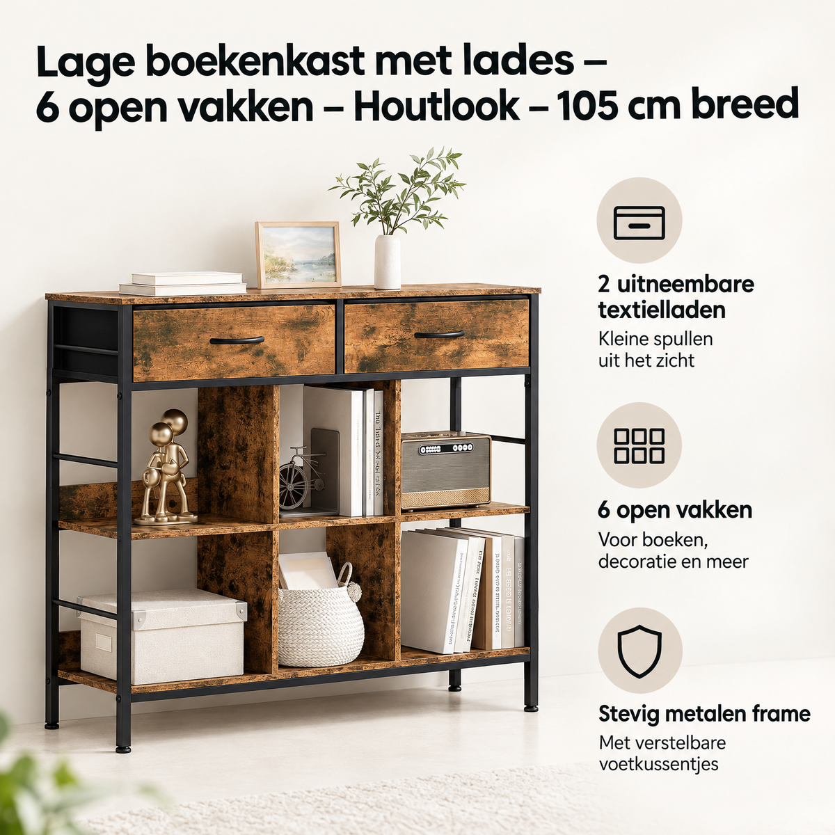 Belangrijkste voordelen en eigenschappen van lage boekenkast met lades