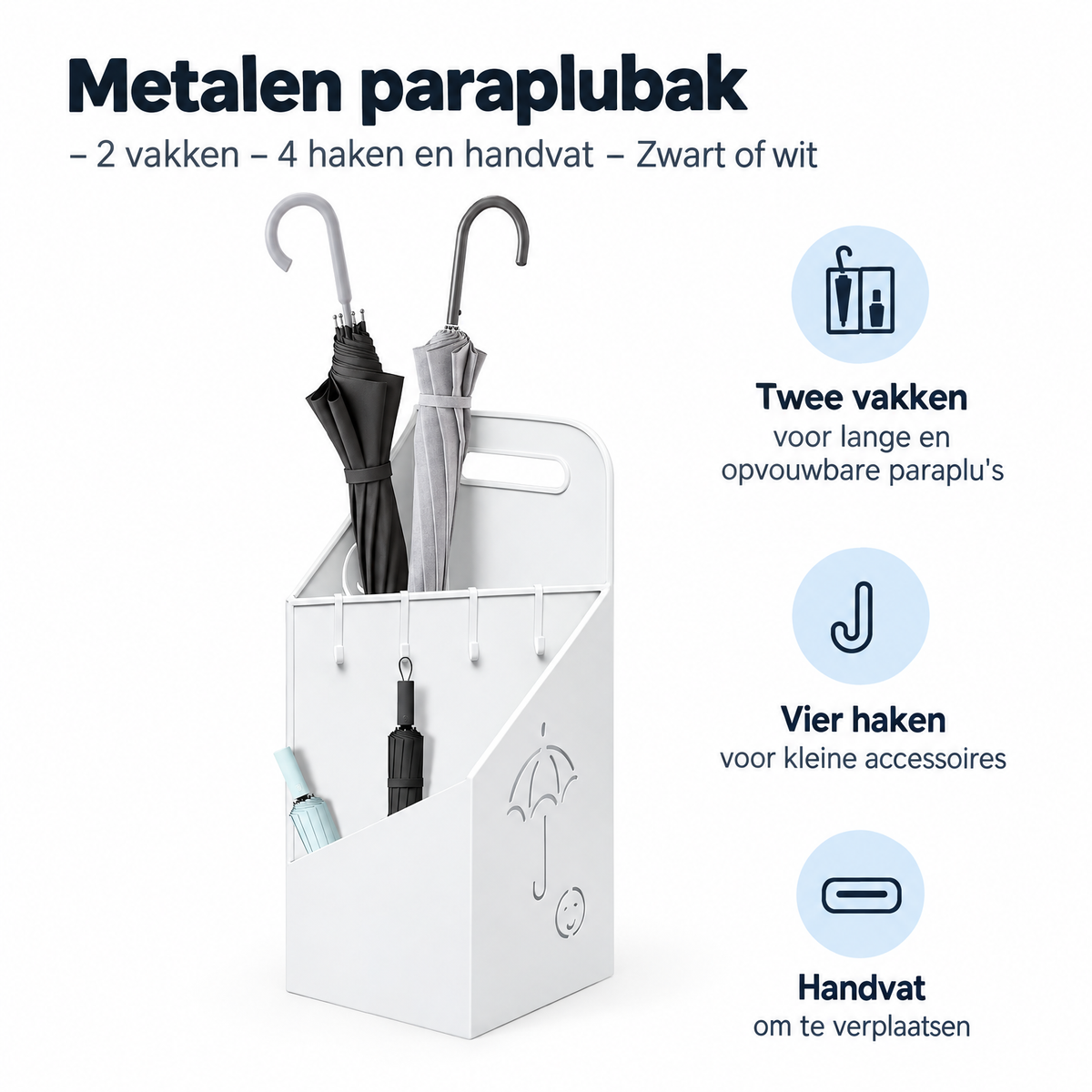 Belangrijkste voordelen en eigenschappen van metalen paraplubak