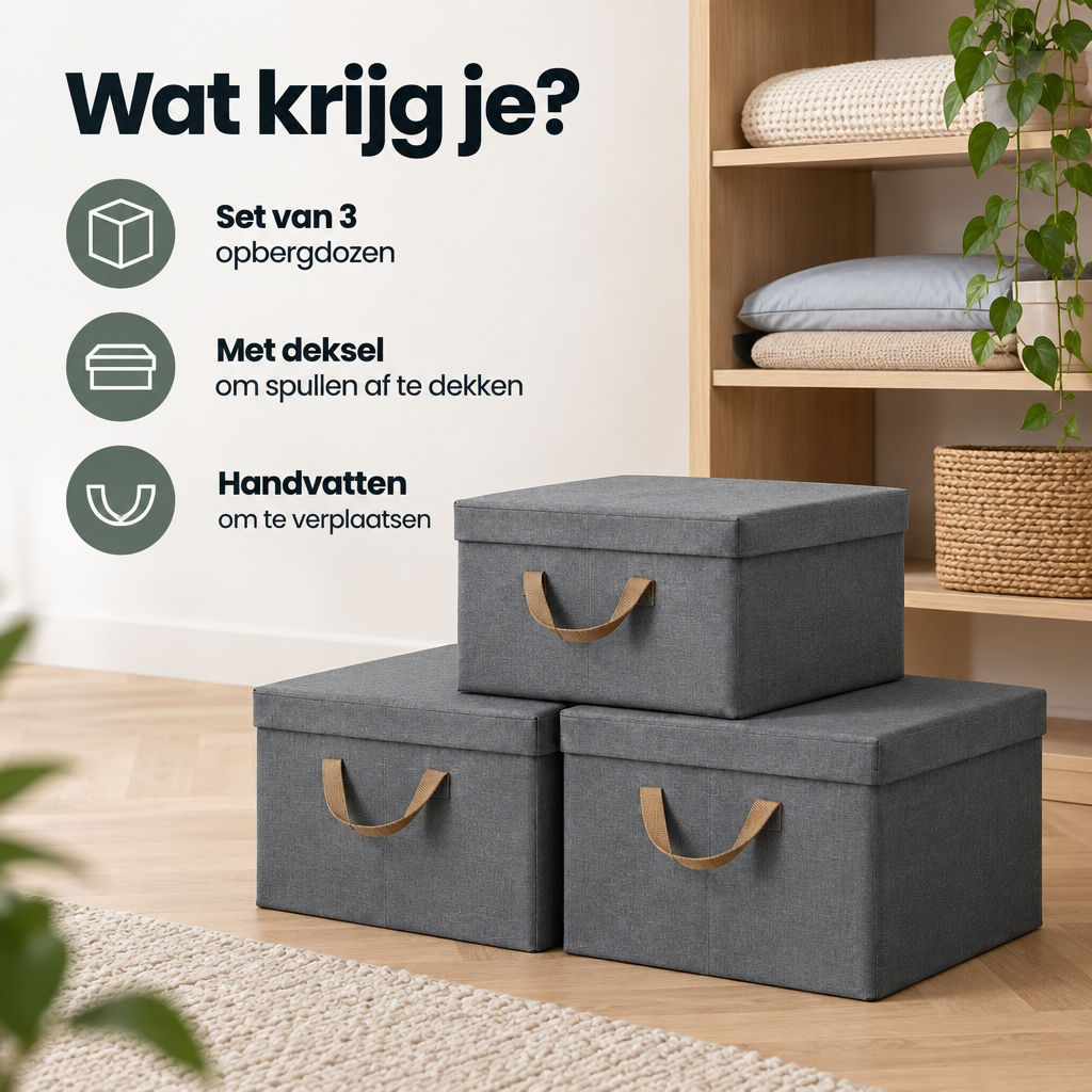 Praktische toepassing en keuzehulp voor opvouwbare opbergdozen