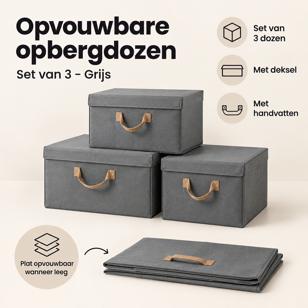 Afmetingen en productspecificaties van opvouwbare opbergdozen