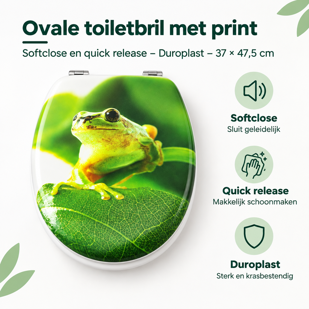 Belangrijkste voordelen en eigenschappen van ovale toiletbril met print