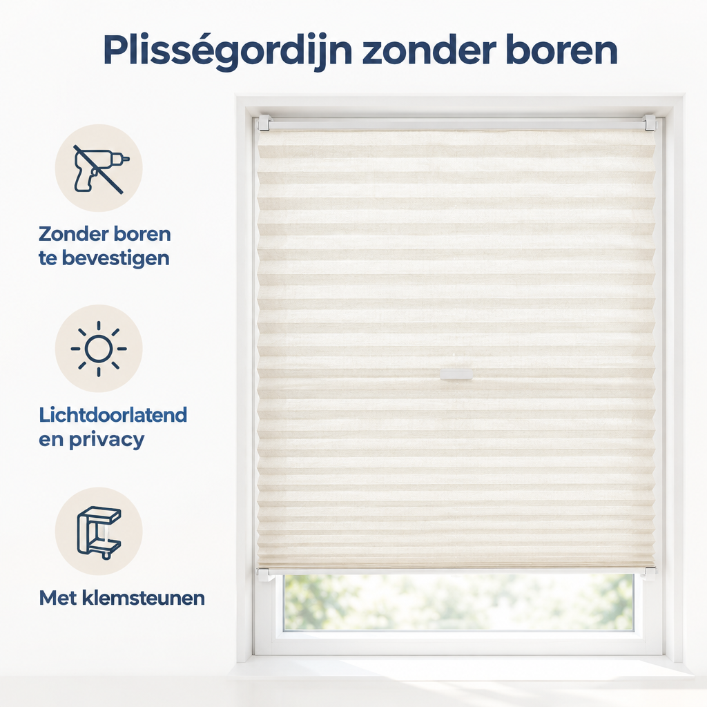 Belangrijkste voordelen en eigenschappen van plisségordijn zonder boren
