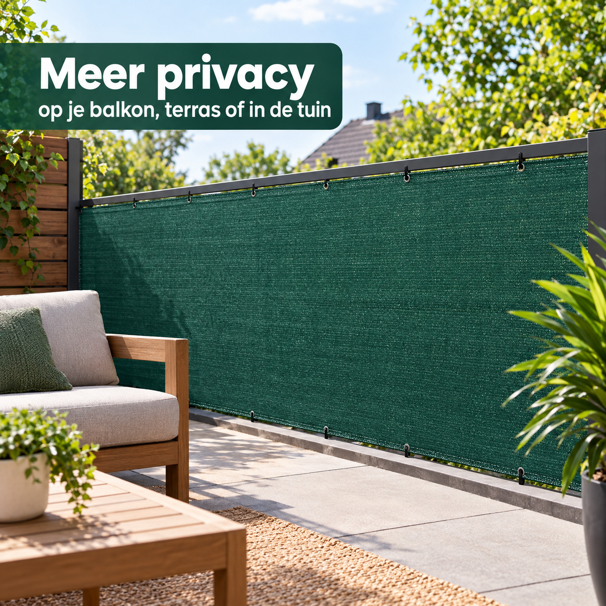 privacydoek groen in gebruik in een passende praktijksituatie