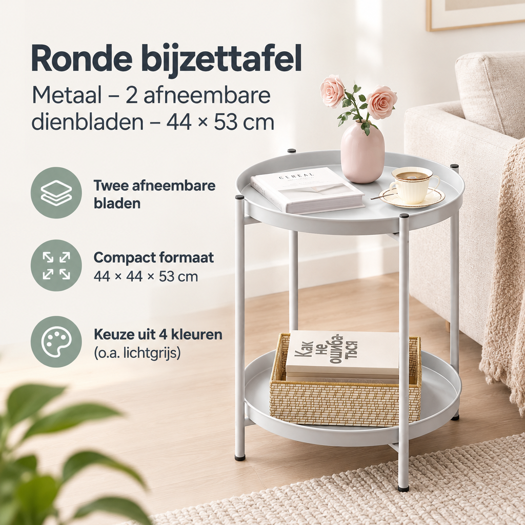 Praktische toepassing en keuzehulp voor ronde bijzettafel