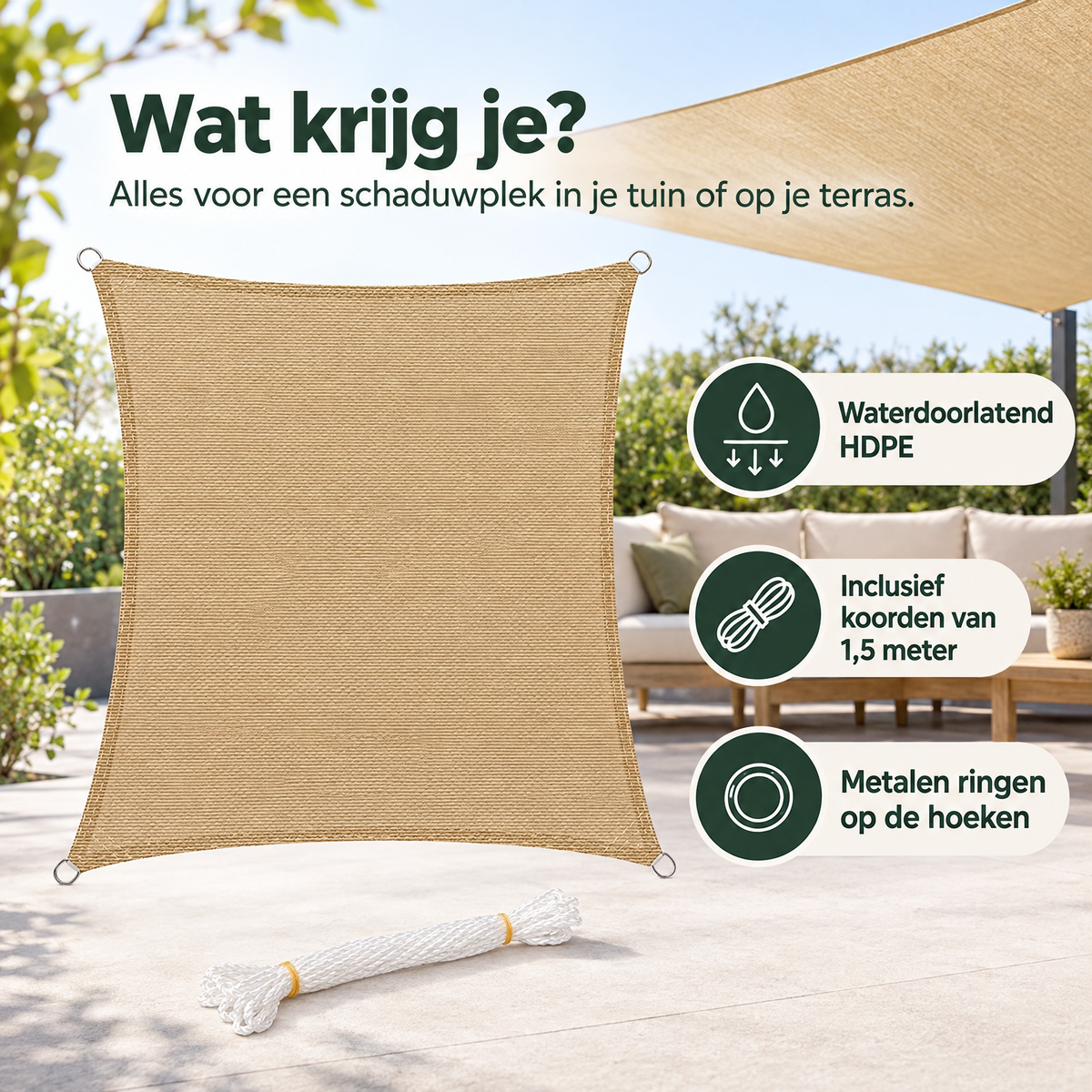 Praktische toepassing en keuzehulp voor schaduwdoek waterdoorlatend