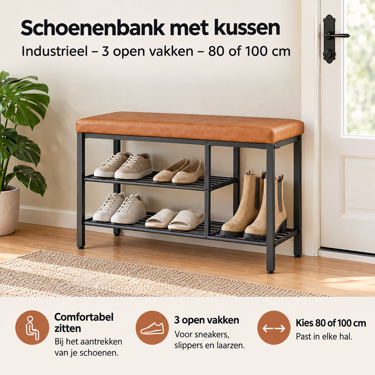 Praktische toepassing en keuzehulp voor schoenenbank met kussen